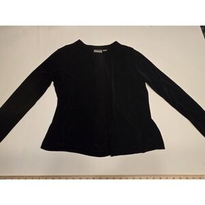 Chicos Travelers Black Stretch Cardigan Size 1 Pockets Open‎ Front